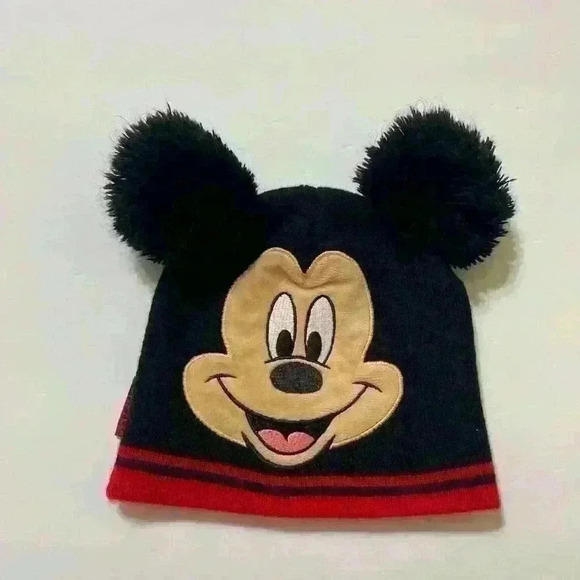 DISNEY Junior Mickey Mouse Red Black BEANIE Winter Hat Cap TODDLER 2T-4T - Picture 4 of 6